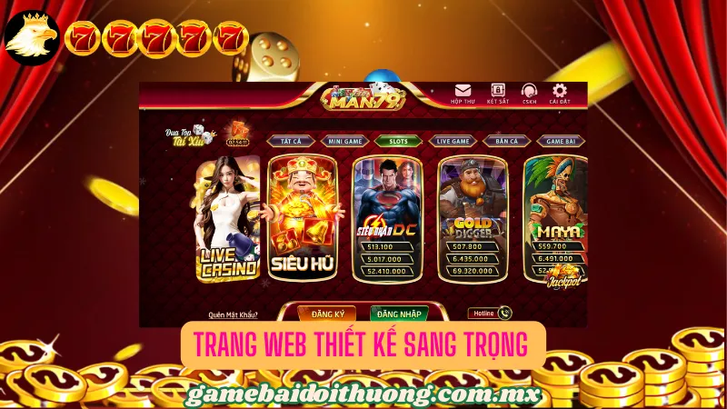 Trang chủ của thương hiệu man79 thiết kế thân thiện, sang trọng